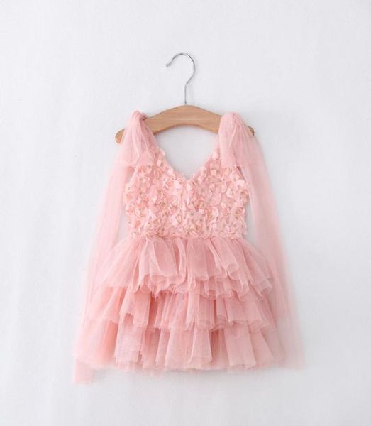 EMS DHL enfant en bas âge 039s petite fille 039s dentelle décontracté enfants robe princesse robe de soirée robe Rosette 3 couleurs 9013080878036166112