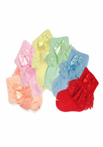 Kinder Mädchen Socken Spitze Kleinkind Knöchel Schleife Säugling Prinzessin Socke Candy Farbe Baby Walker Neugeborenen Schuhe Getragen 7 Farben M34156085998