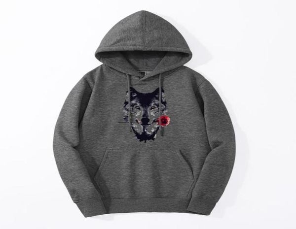 Men039s Hoodies Sweatshirts Lustige Wolf Tier Gedruckt Mode Weste Fleece Hohe Qualität Hoodie Männer 2021 Winter Fitness R7546444