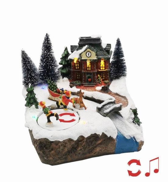 Snow House Village Pattinaggio Villaggio di Natale illuminato e animato Perfetta aggiunta alle decorazioni natalizie per interni Espositori natalizi 2011224512