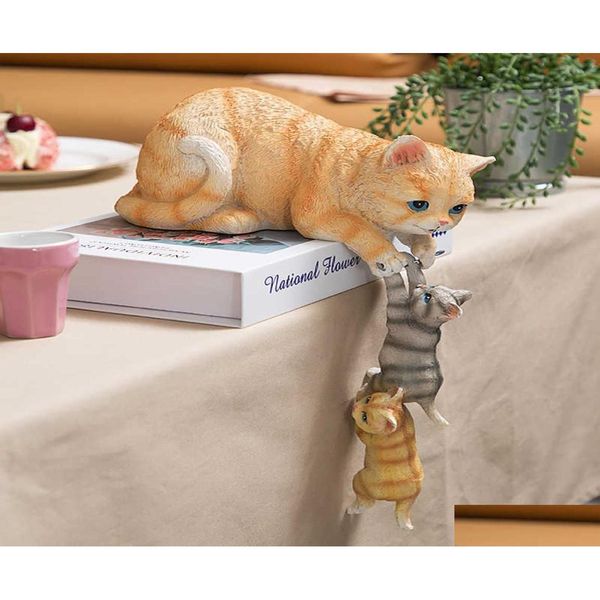 Arti e mestieri Simpatico gatto Cane Orso Figurine Statua decorativa in resina Ornamenti animali creativi europei Scpture per decorazioni domestiche D Dh1Du