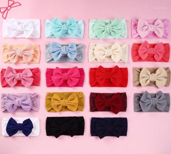19Pcs Summer Thin Hair Bows Korea Sweet Knitted Elastic Hair Bands For Baby Girls Simple solid Headwrap Newborn Accessories18228440
