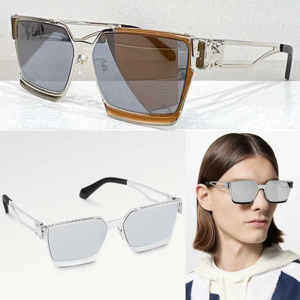 Óculos de sol milionário de metal Z1992U Designer de luxo masculino óculos de sol chanfrado profundo leve prateado metal quadrado lente reflexiva uv400 moda feminina óculos