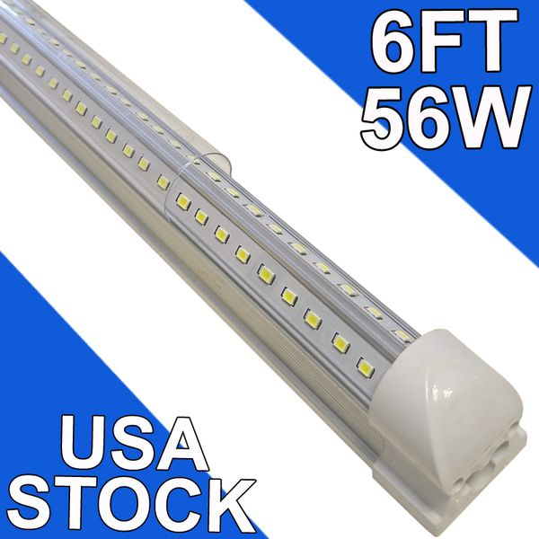 Tubo de luz LED integrado de 6 pés 56 W T8 em forma de V 72 