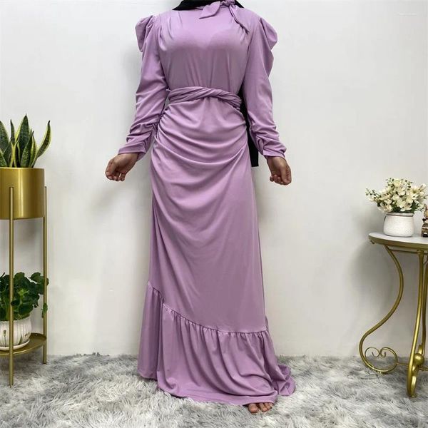 Abbigliamento etnico Eid Mubarek Abaya Dubai Turchia Hijab Abito musulmano Islam Per le donne Ruffle Caftano Abito da festa Ramadan Caftano Oman Abiti