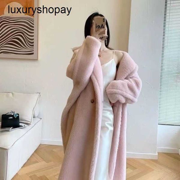 Top Maxmaras Teddy Bear Coat Womens Cashmere Coats m Familys 100 Wool Coat Fur and Integrated Teddy Bear Medium Length Star Style Same Silhouette
