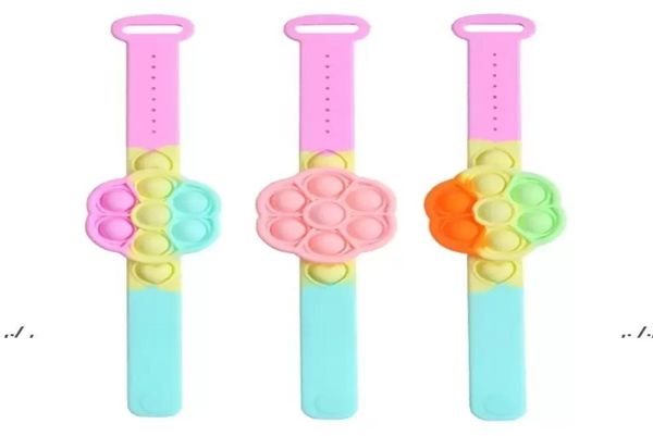 DHL Toys Six Leaf Clover Bracciale con cinturino da polso rotante Push Bubble Antistress per bambini adulti Decompressione7989288