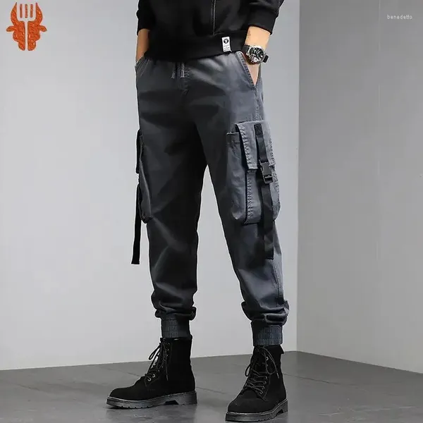 Calças masculinas Harajuku Homens Carga Algodão Puro Alta Qualidade Comprimento do Tornozelo 9 Parte Estilo Militar Calças Táticas Ao Ar Livre