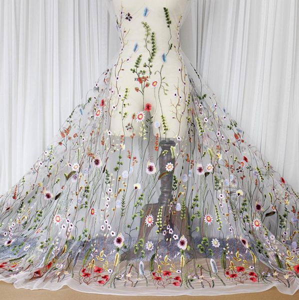 Tecido 3d floral bordado tule material de malha têxtil renda flor nupcial top 10 vestidos de casamento pano6609660