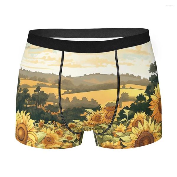 Unterhose, Sonnenblumen-Malerei, Herren-Boxershorts, treue und stolze Blume, hoch atmungsaktiv, hochwertig, Geschenkidee