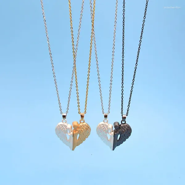 Колье 2 шт./компл. магнитное ожерелье для пары подвеска в форме сердца дружбы расстояние граненый Шарм женский подарок на день Святого Валентина