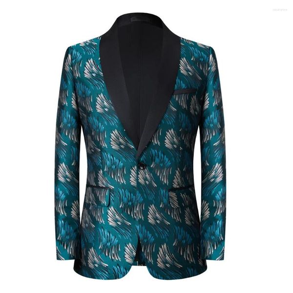 Ternos masculinos floral smoking preto lapela jaqueta xale um botão veludo terno jantar baile de formatura casamento blazer