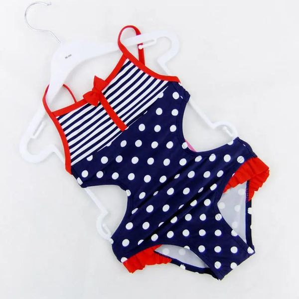 Wear 2021 Nova Europa e América Crianças Maiô Meninas Onepiece Polka Dot Swimwear Meninas Maiô Atacado