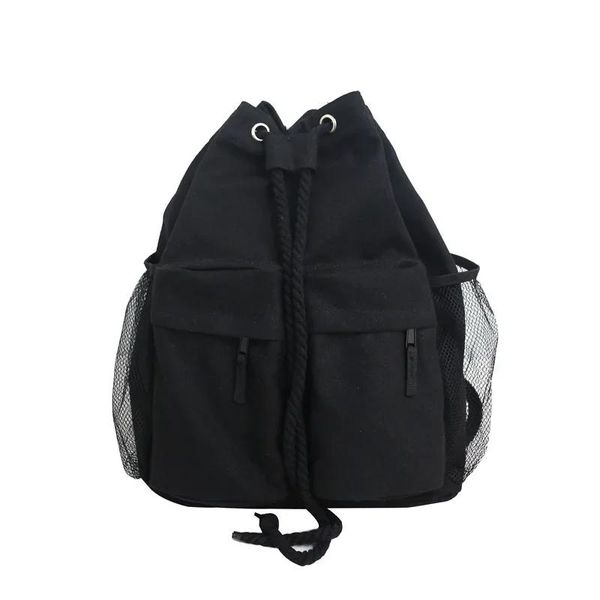 Сумки, классический черно-белый цвет, школьный рюкзак, женский спортивный школьный рюкзак на шнурке, повседневный холщовый рюкзак большой вместительности