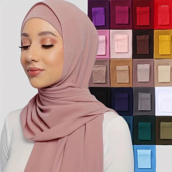 Ethnische Kleidung Instant-Chiffon-Hijab mit Unterkappe, einfarbig, Basic, dehnbarer Pullover, Kopftuch, für den Außenbereich, dünner, atmungsaktiver Sonnenschutz-Kopf