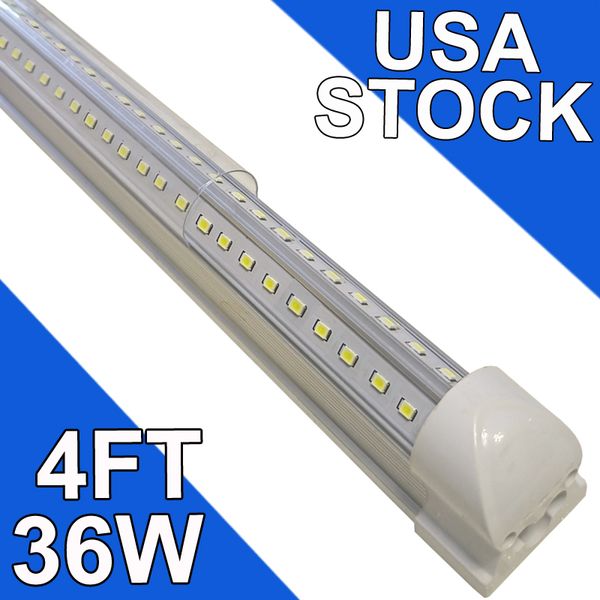 Lâmpada LED para loja 36W 4FT, 3600lm 6500K branco super brilhante, luminária de teto conectável, luz tubular LED T8 fegrated em forma de V para gabinete de bancada usastock