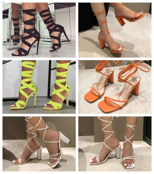 Дизайнерские женские сандалии на высоком каблуке, вечерние офисные модельные туфли на шнуровке, туфли с неглубоким вырезом, резиновая кожаная летняя лодыжка с ремешком на пятке, размер 36-43