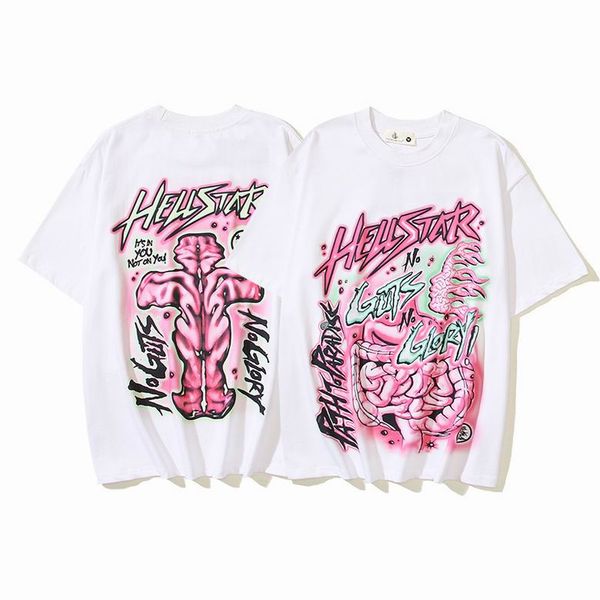 Erkekler Tasarımcı T-Shirts Hellstars Tshirts Grafik Kadınlar Polos Punk Street Graffiti Yazı Baskı Erkekler Tees Vintage Siyah Gevşek Takım Artı Boyut Giyim Gömlek Evag