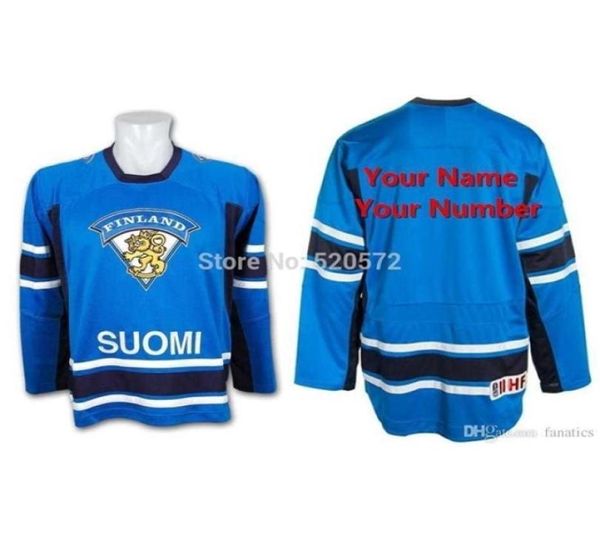 Thr Mens Custom SUOMI Team Finlandia IIHF Swift Replica Maglie da hockey blu Nome personalizzato Numero Ricamo cucito su XXS6XL5689145