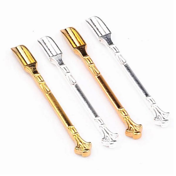 Moda estilo cera dabber ferramenta fumaça ouro prata colher de metal uso para sniffer snorter rapé óleo tabaco pás em pó metal dabber dab ferramenta fumar acessórios