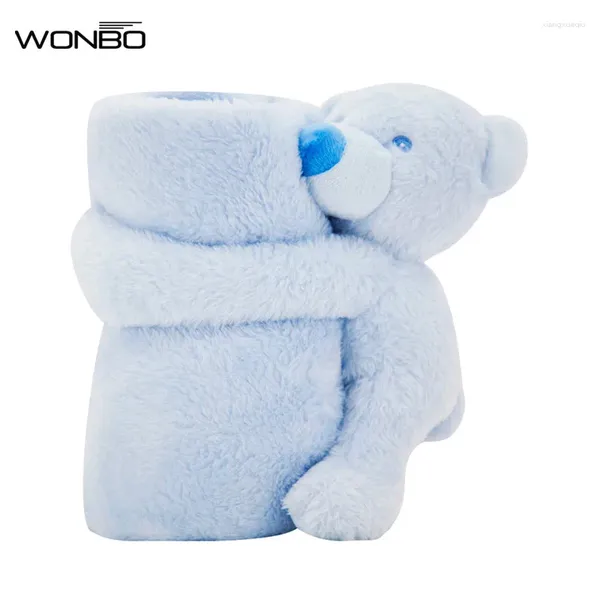 Cobertores bebê menina pelúcia urso brinquedo cobertor 70x73cm única camada poliéster outono cama swaddle para nascido