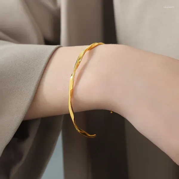 Armreif Marka Edelstahl Offenes Armband für Frauen Twisted Luxus Designer Schmuck Paar Geschenk