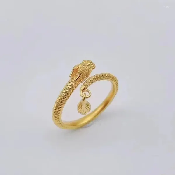 Cluster-Ringe LABB Echt 18 Karat Gold Ring Pure AU750 Göttlicher Drache Tailed Zodiac Boutique Schmuck für Männer und Frauen Geschenk J194