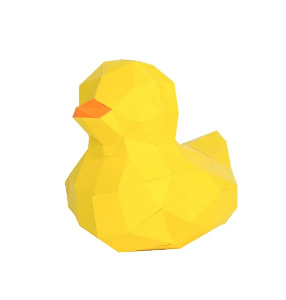 Pequeno pato amarelo 3D geométrico criativo enfeites de mesa estilo nórdico simples decoração de casa diy material de molde de papel animal packa3113453