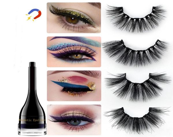 Nuovo colorato eyeliner magnetico ciglia finte magnetiche set magnete ciglia finte set estensione ciglia trucco finto visone 3D eyelas3181222