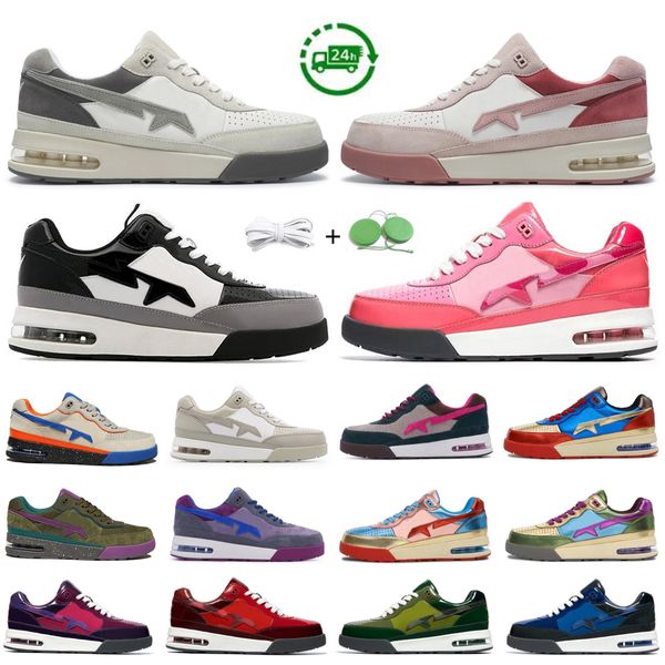 2024 Road Sta Homens Mulheres Correndo Tênis Sneaker Couro Preto Branco Rosa Roxo Azul Verde Bege Camurça Pastel Cinza Skunk Mens Treinadores Esportes Sapatilhas EUR36-47