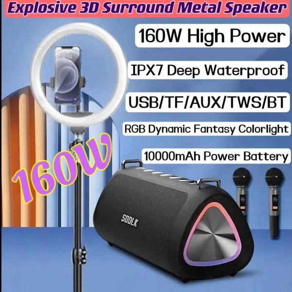 Speakers SODLK T18 Portable Bluetooth Speaker 160W High Power Outdoor IPX7 Waterproof Speaker Home Karaoke Stereo 3D Surround Subwoofer