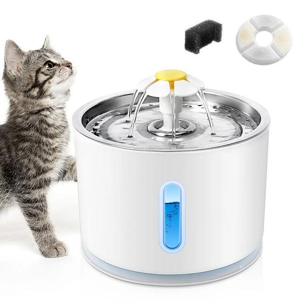 Feeders Automatic Pet Cat Water Fountain With LED Sensor Electric USB Dogs Cats Mute Drinker Feeder Bowl Pet Drinking Fountain Dispenser