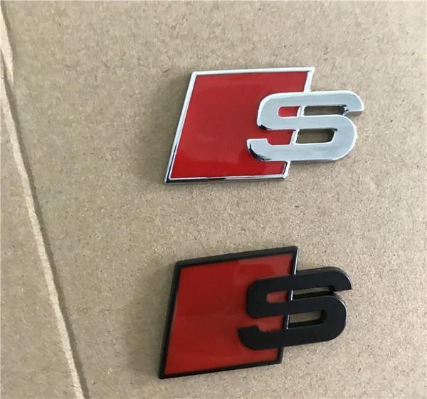 Metallo S Logo Sline Distintivo dell'emblema Adesivo per auto Rosso Nero Anteriore Porta posteriore del bagagliaio Lato adatto per Quattro TT SQ5 S6 S7 A4 Accessori1517433