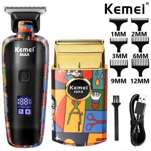 Hair Clippers Kemei Professional Barber Hair Clipper Rechargeable Graffiti Electric Finish Cutting Machine Beard Trimmer Shaver Cordless Work
