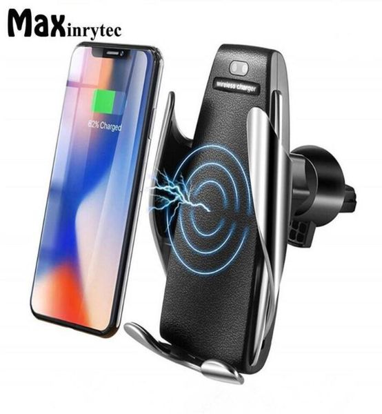 Supporto per caricabatterie wireless per auto s5 con bloccaggio automatico Carica rapida da 10 W per smartphone Huawei P30 Pro Supporto per telefono con sensore a infrarossi Qi9779281