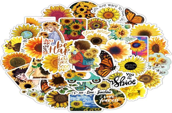 50 Pz/lotto Sole Adesivi Decalcomanie Fiore Giocattolo Per Bambini Bagagli Chitarra Laptop Scrapbook Notebook Auto FAI DA TE Graffiti Sticker2912794