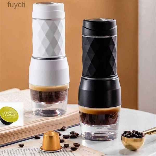 Máquinas de café portátil máquina de café expresso manual mão imprensa cápsula moído café brewer portátil para viagens ao ar livre yq240122