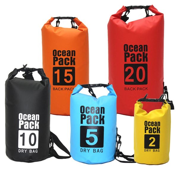 Sacos ao ar livre pvc impermeável saco seco pacote de armazenamento saco natação rafting caiaque rio trekking flutuante vela canoagem mochila