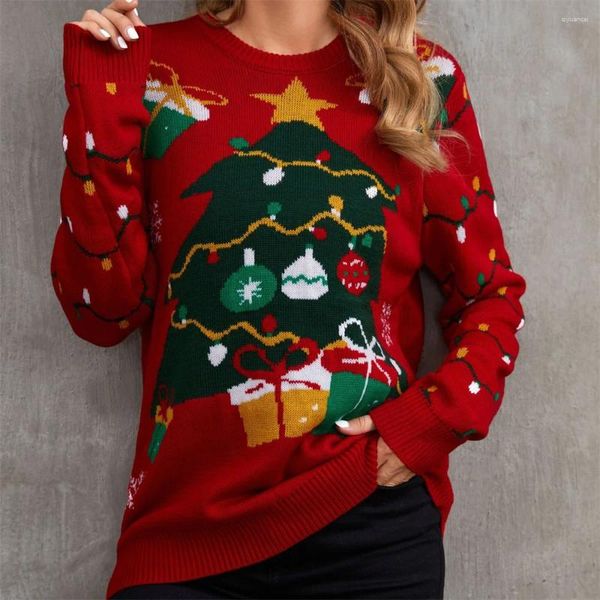 Damenpullover Plus Size Weihnachtspullover Trend Jacquard Strickpullover Festival Damen Y2K Kleidung Weihnachtsstrickwaren Pullover