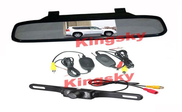 Kit de visão traseira do carro sem fio 43quot carro lcd espelho monitor à prova dwaterproof água 7ir led visão noturna invertendo estacionamento backup camera4702912