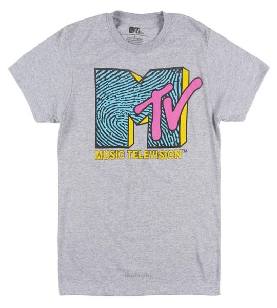 Mtv música televisão t camisa dos homens retro rock hip hop tv t heather cinza moda camiseta masculina algodão marca teeshirt 2205093646320