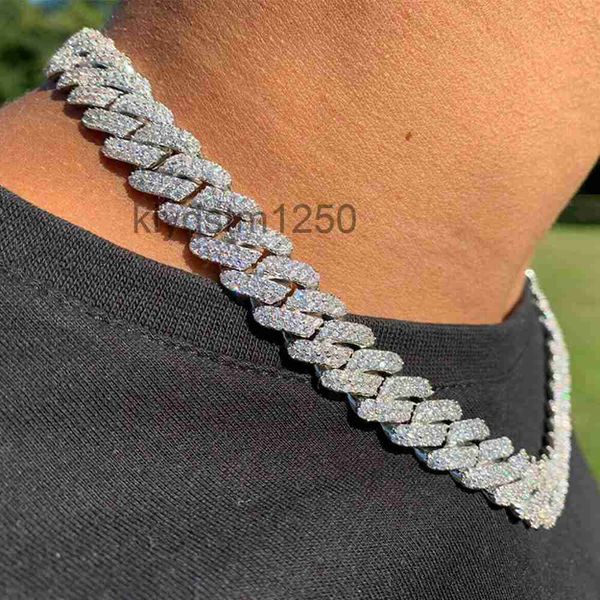 Designer Necklace 18mm Iced Cuban Link Mens Gold Chain Prong 14k White Plated 2 Row Diamond Cubic Zirconia Jewelry 16inch-24inch JLME