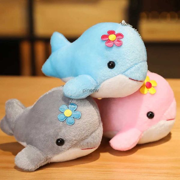 Bambole di peluche 1 pz Delfino Peluche con Fiore Simpatico Pesce Oceano Giocattoli Portachiavi Ciondolo Regali per Bambini Giocattolo per Bambini Regali di Nozze