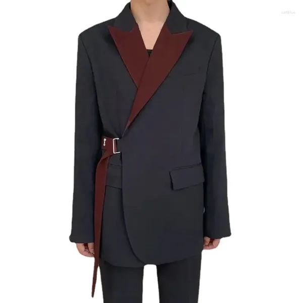 Männer Anzüge 2024 Koreanischen Stil Stilvolle Casual Streetwear Nähte Farbe Mode Lange ärmeln Blazer S-5XL