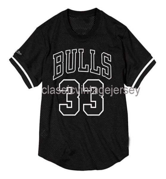 Stitched Custom Mitchell Ness Mesh Crew Neck Scottie Pippen Black Men Women Youth Basketball Jerseys XS6XL3728921