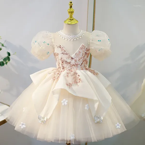 Vestidos formais para meninas, vestidos formais com lantejoulas para festa de aniversário de bebês meninas de 3 a 12 anos, vestidos de baile de formatura para crianças de 3 a 12 anos