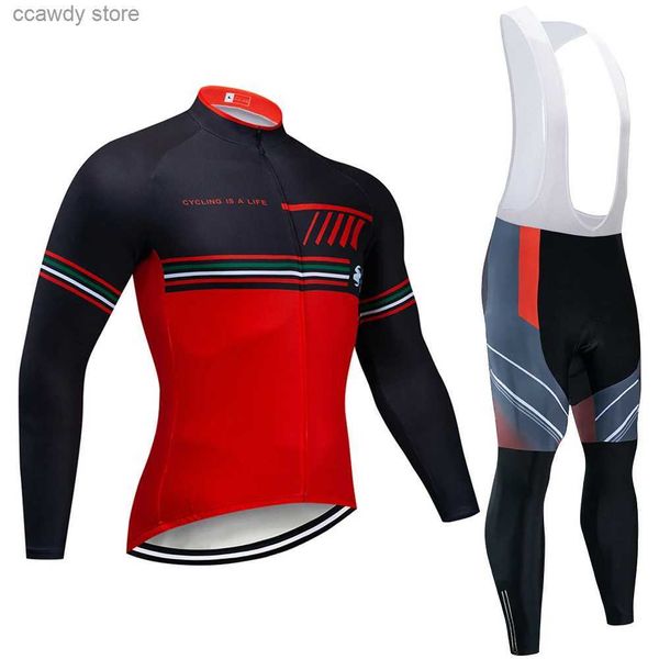 Мужские спортивные костюмы Комплекты трикотажа для велоспорта Pro Team с длинным рукавом Специализированный велосипед Дешевая одежда для велоспорта Одежда для гоночного велосипеда Майо 9D GELH24122