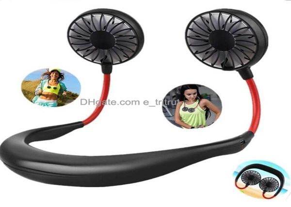 Portátil pescoço esportes ventilador mãos preguiçoso carregamento usb recarregável duplo resfriamento de ar wearable neckband 3 nível fluxo pendurado festa f4336883