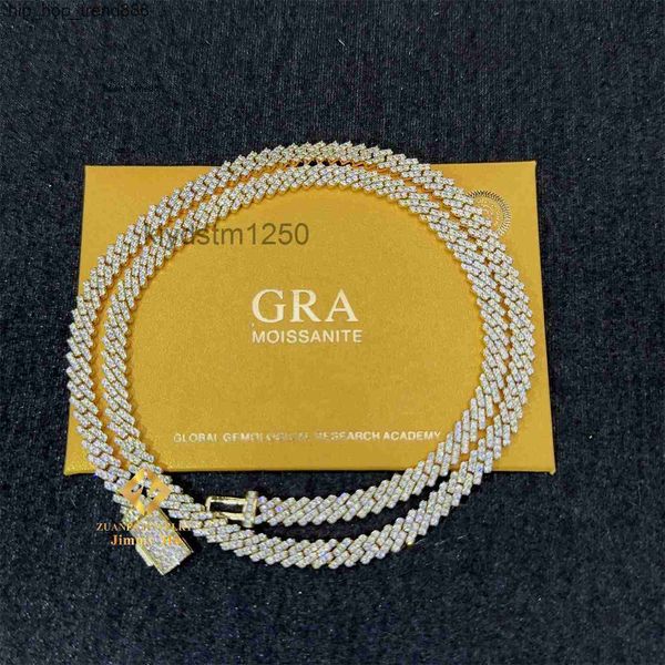 925 Silber Halskette Herren Kubanische Kette Schmuck Moissanit Gra Zertifikat bestanden Diamanttester 61ZH