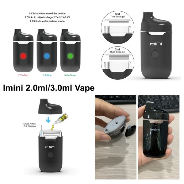 IMini 2ml 3ml leere Einweg -Vape -Starter -Kits 2,0 ml 3,0 ml E CIGE PODS 600 PUFF BAR POCTRE POCTRE BEHEIGEN